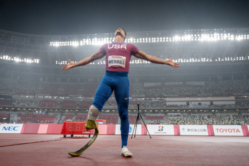 Challenged Athletes Foundation grant recipient Trenten Merrill wins bronze at the 2020 Paralympic Games in Tokyo. Photo credit: Donald Miralle via National Geographic