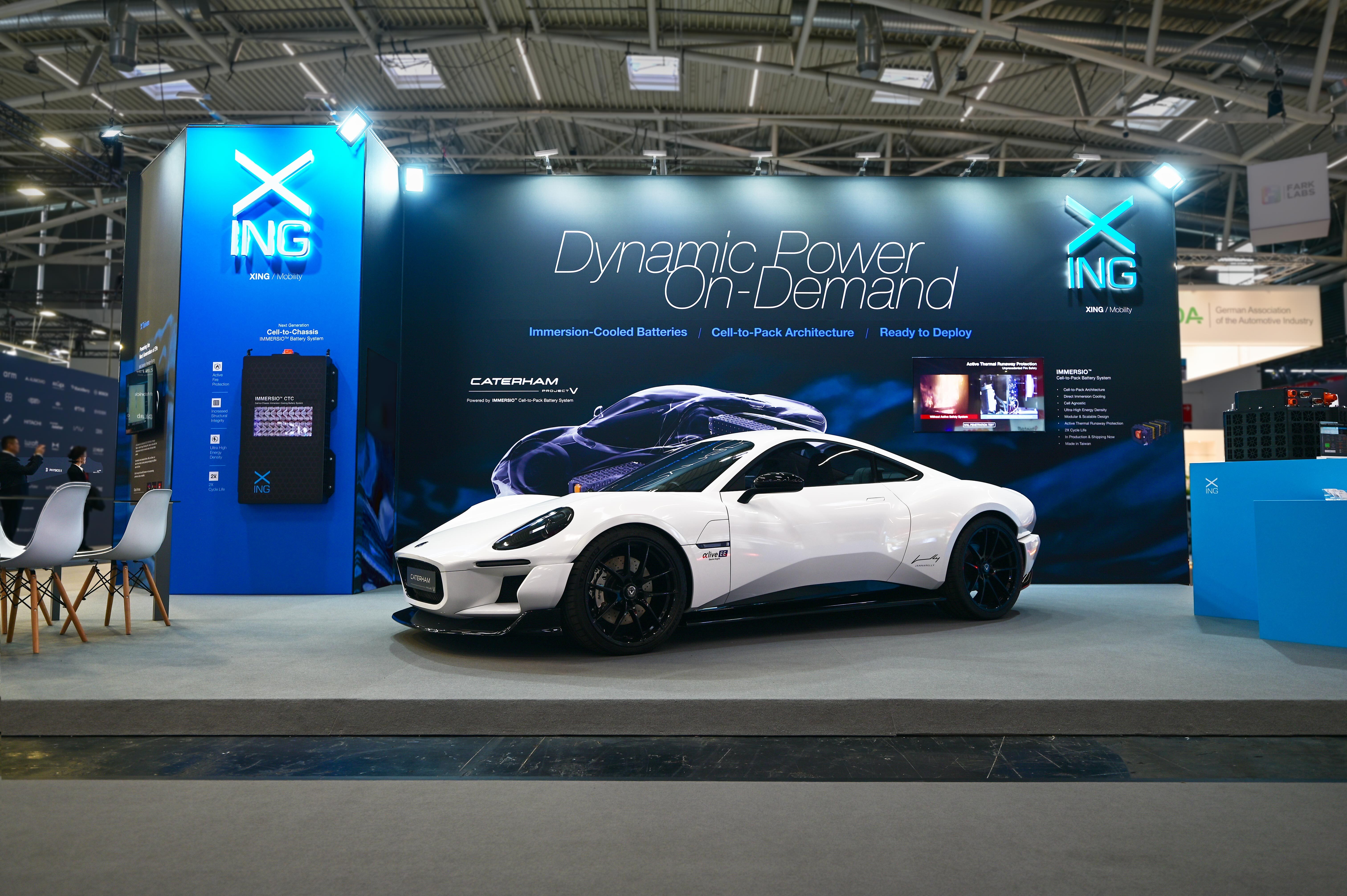 XING Mobility presents immersion-cooled CTP battery at IAA2025, powering Caterham’s first lightweight electric sports coupe