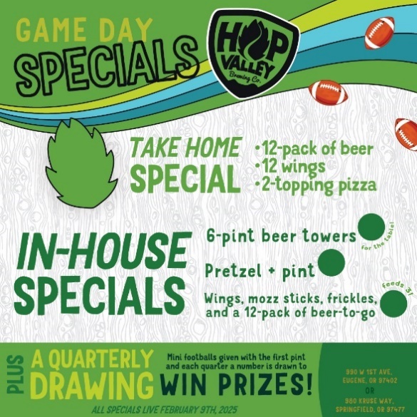 Join Hop Valley Brewing in celebrating the BIG GAME!