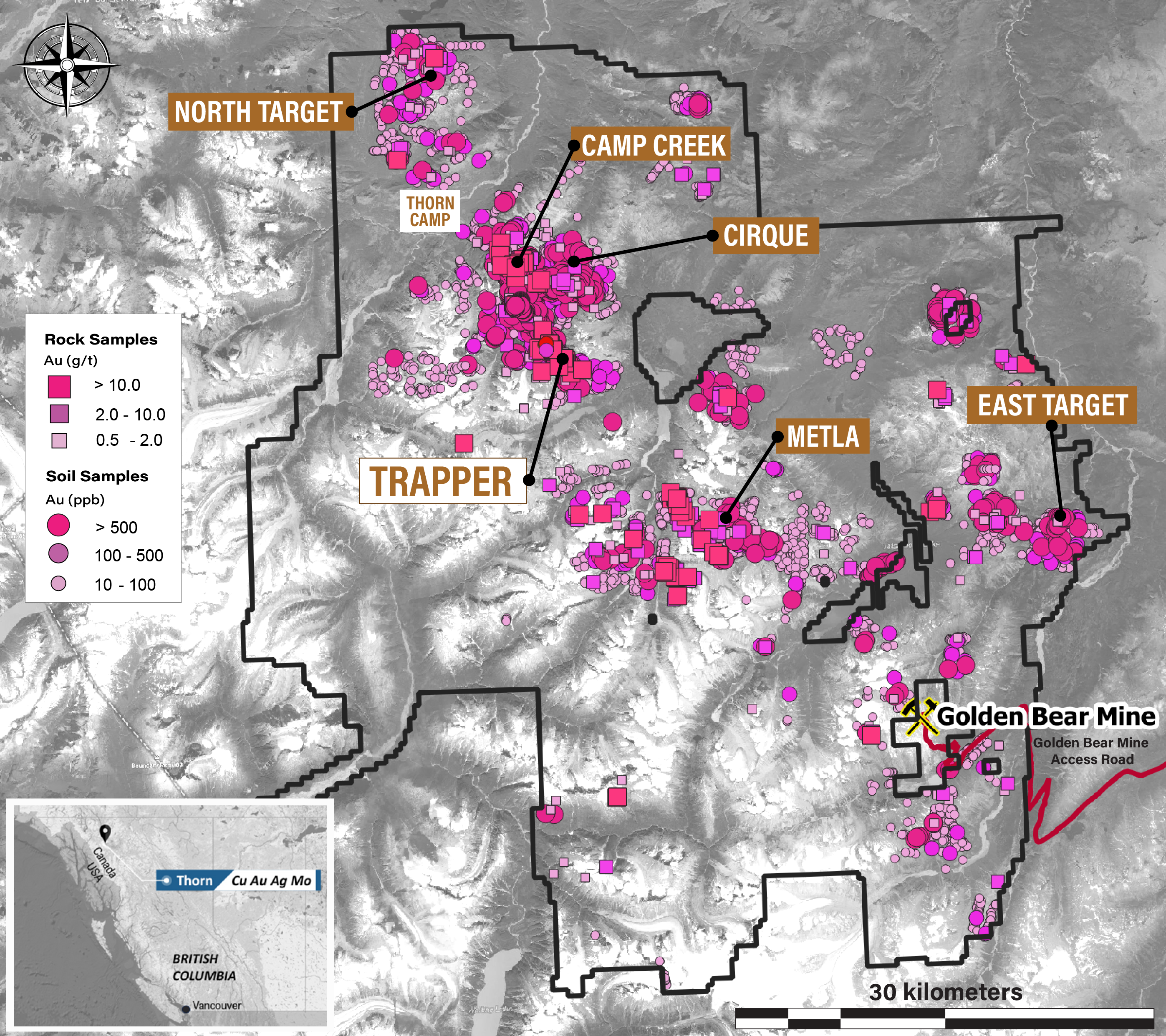 Figure 1. Geochem_Au-Property Map