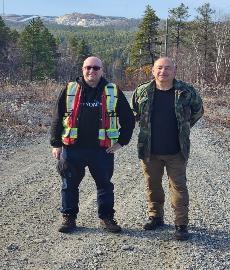 Jourdan Chairman Dr. Andy Rompel & Sayona VP Exploration Carl Corriveauat site in Quebec