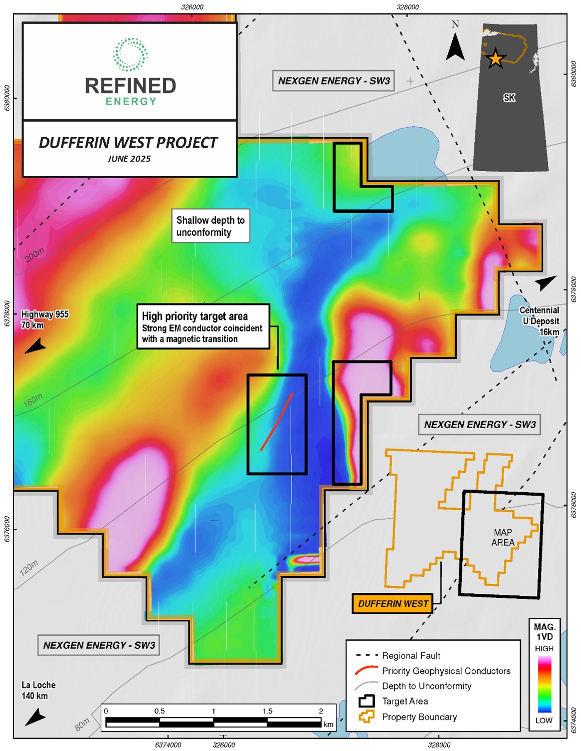Dufferin West Project and High Priority Targets Defined by Regional Faults and Geophysics