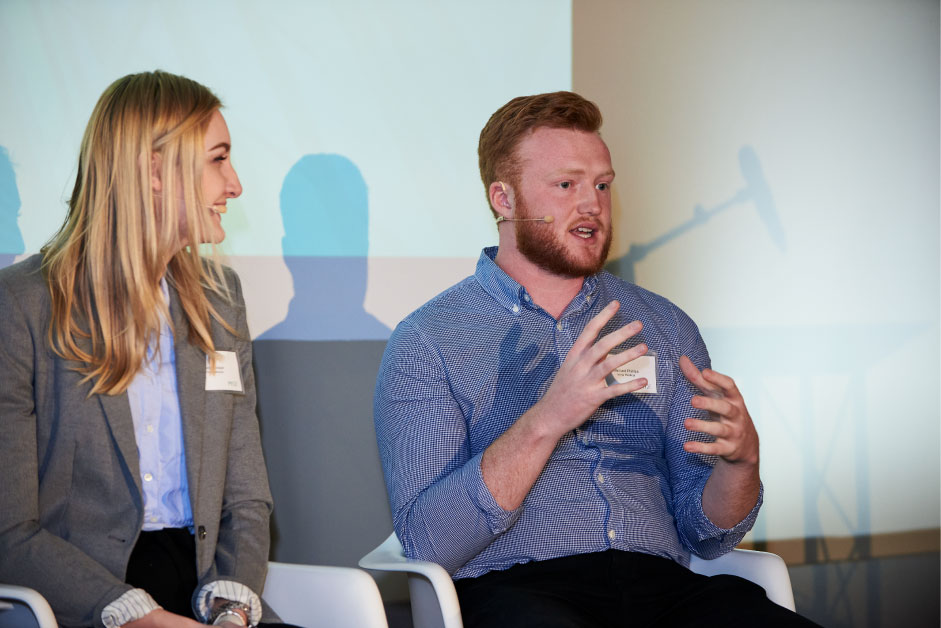 Michael Phillips (Right), Vena Medical CEO and MIX Resident, speaks at the MIX Grand Opening Roundtable, Kitchener, Ontario, Friday, January 10, 2020. 