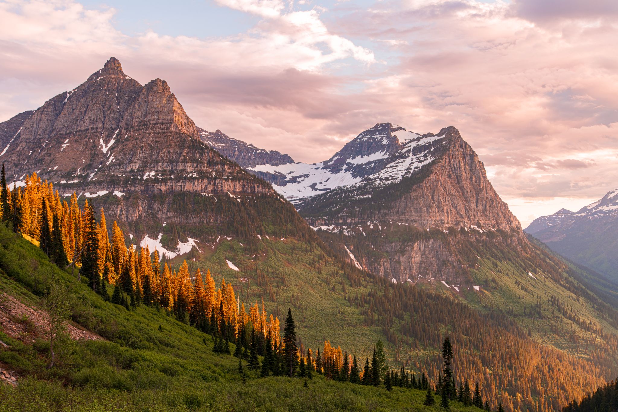 Fall paints a gorgeous landscape in Glacier National Park. This view is from the Going-to-the-Sun Road. 