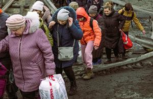 Displaced Ukrainian Residents Look for Safety