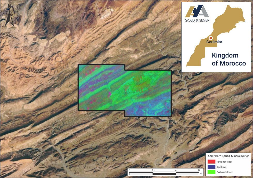 Figure 7: Goulmim project with Aster Bare Earth Mineral Ratios