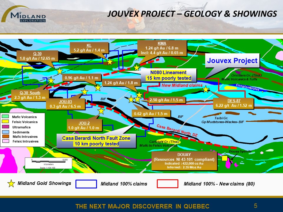 Figure 5 Jouvex geology and showings