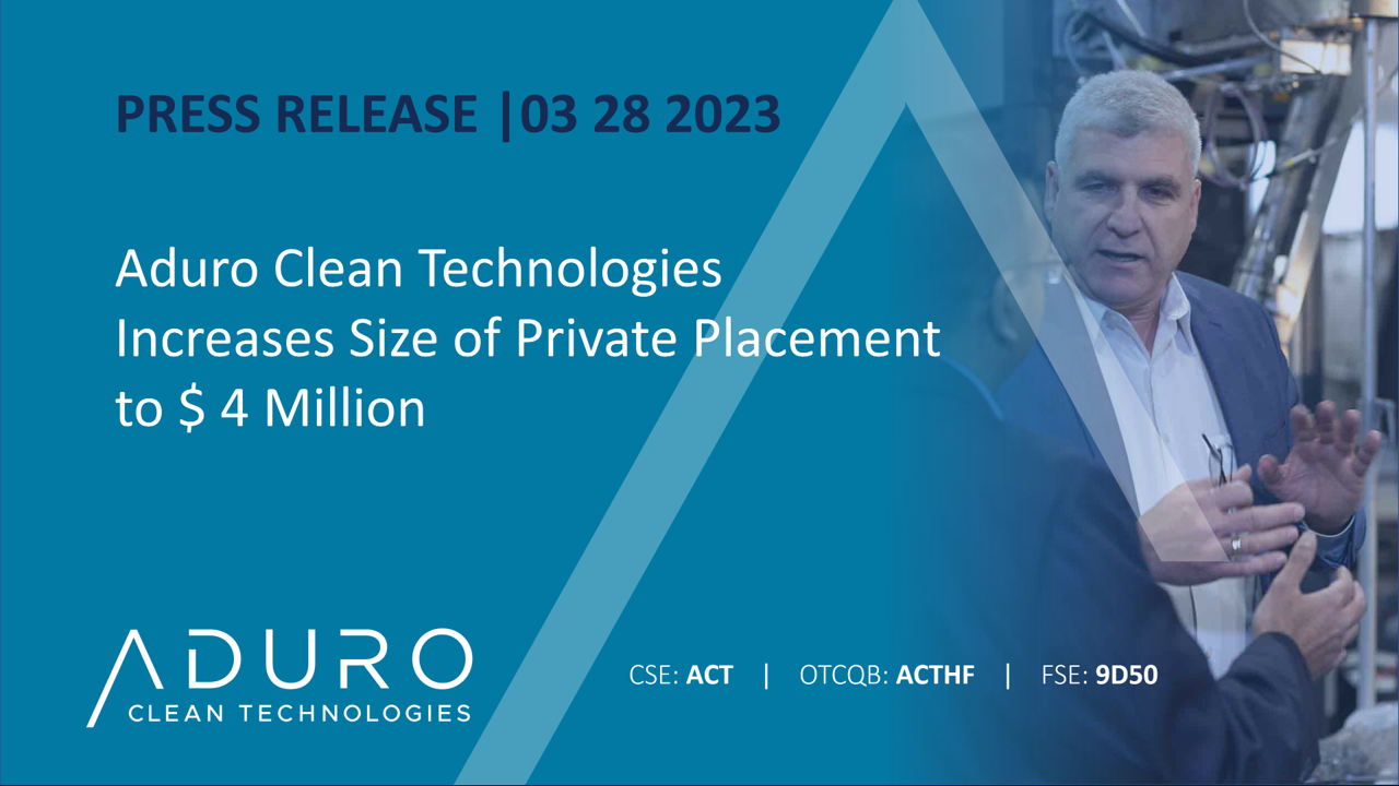 Aduro Increases size of Private Placement to <money>$4 Million</money>