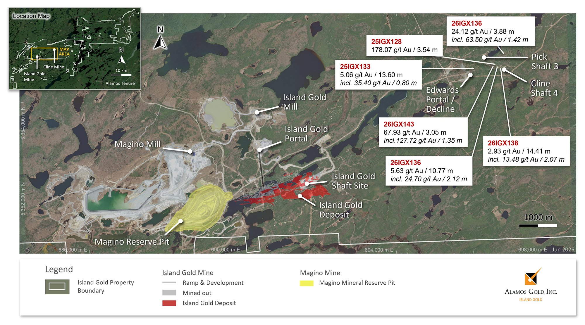 Figure 3_ Location map – Island Gold District regional exploration – Cline-Pick & Edwards Mines