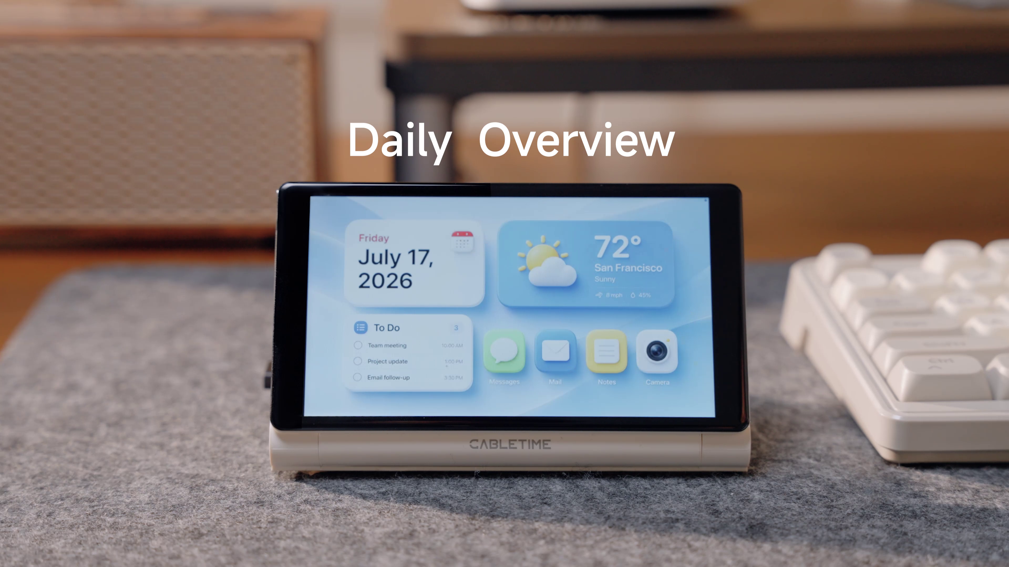 CABLETIME ScreenDock showing calendar weather and daily information display
