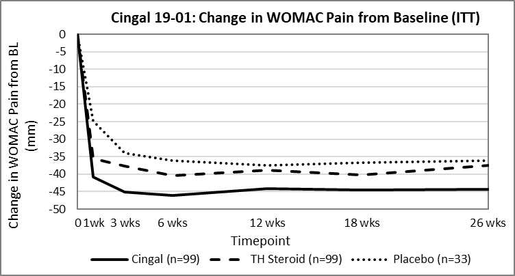 19-01: Change in WOMAC Pain from Baseline (ITT)