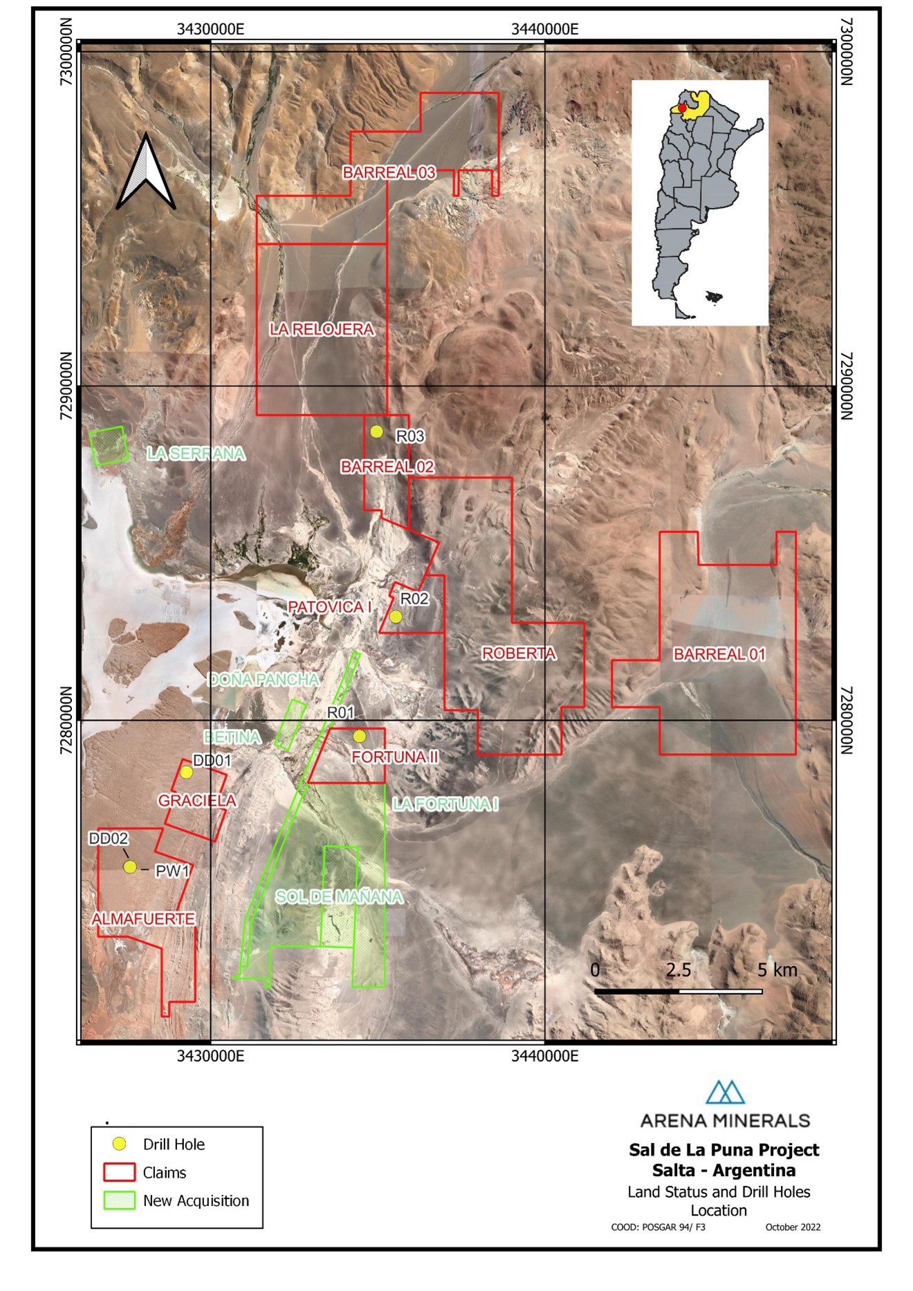 Sal de La Puna Project - Drill Holes Location