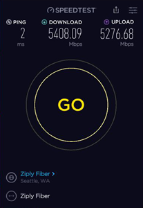 Ziply Fiber 5-Gig Speed Test Results