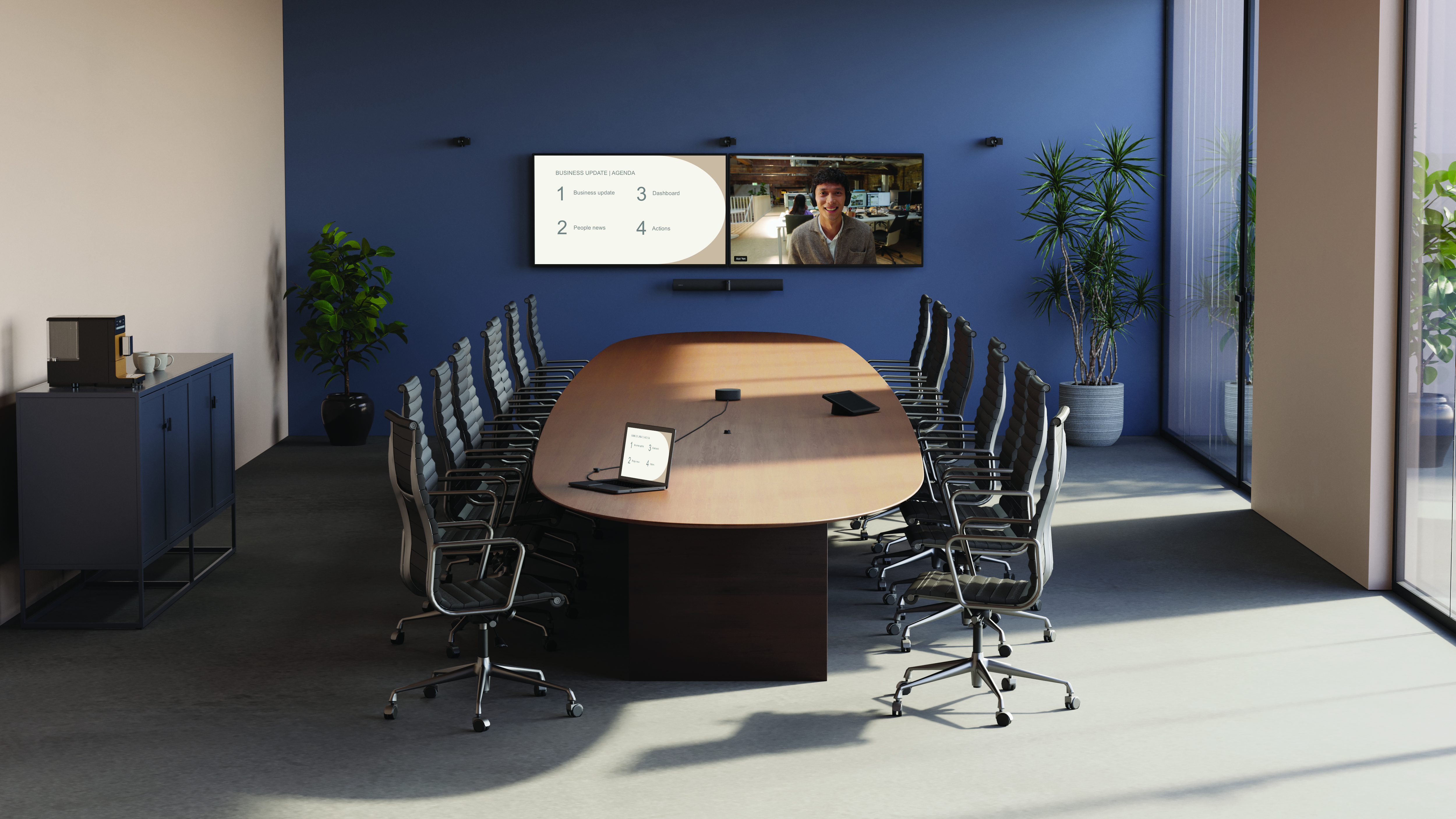 New Jabra Reach, a single-cable BYOD extension solution, shown with PanaCast Room Kit Multi.