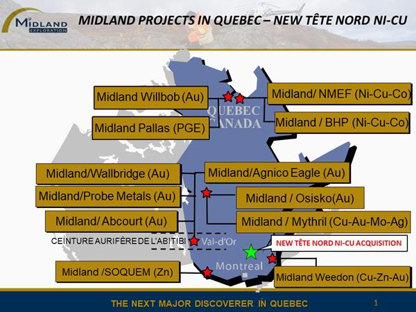 Figure 1 Midland Projects in Quebec