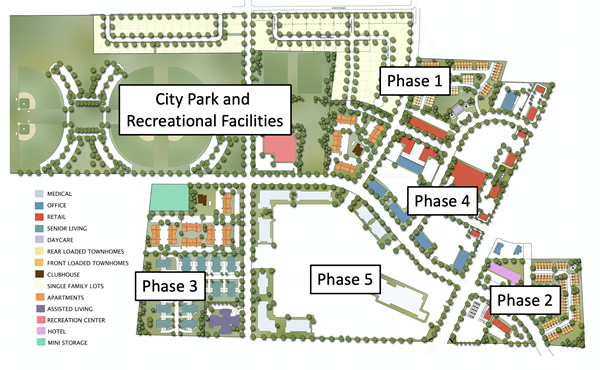 Site plan and phases of Ephraim Crossing. PC: http://ephraimcrossing.com/vision/