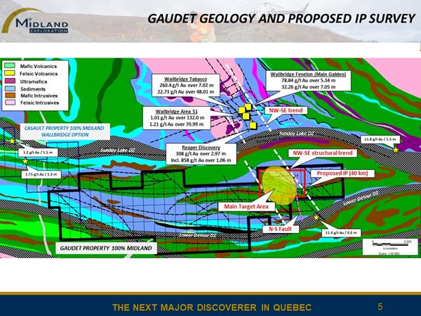 Figure 5 Gaudet Geology and Proposed IP Survey