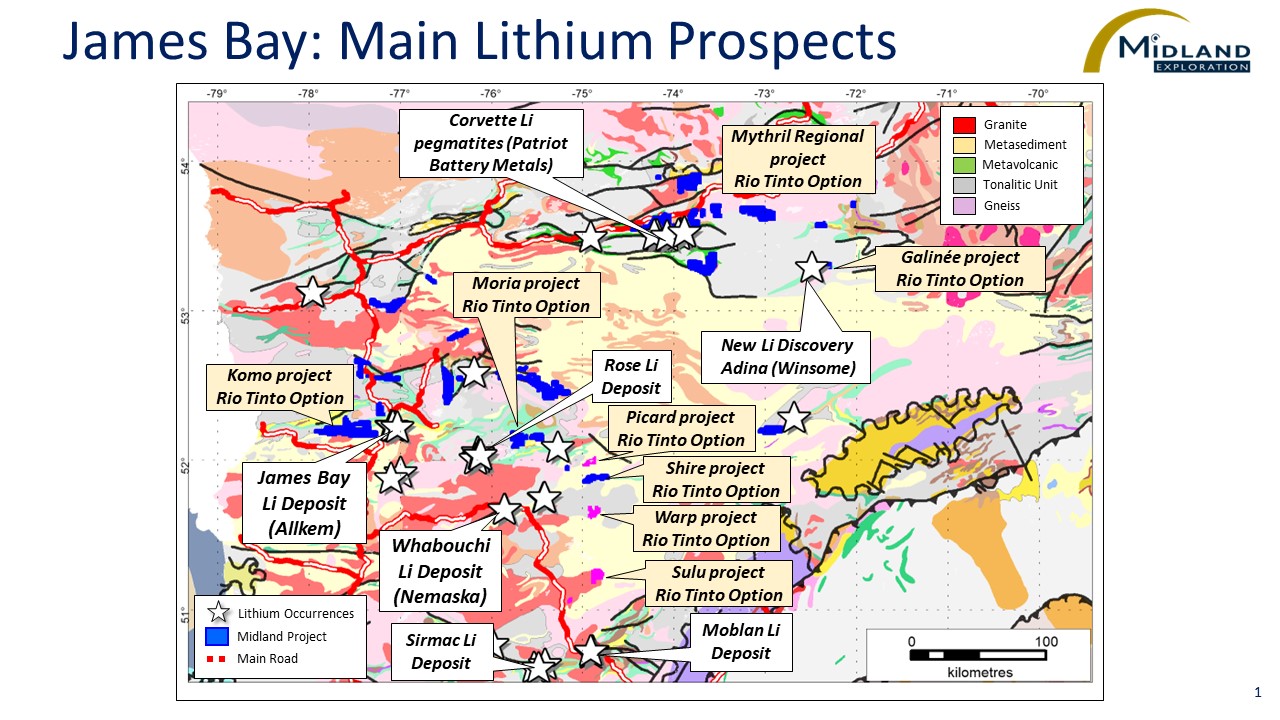 Figure 1 James Bay-Main Lithium Prospects