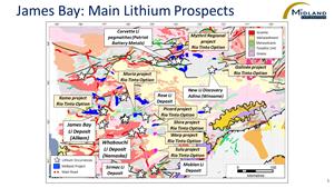 Figure 1 James Bay-Main Lithium Prospects