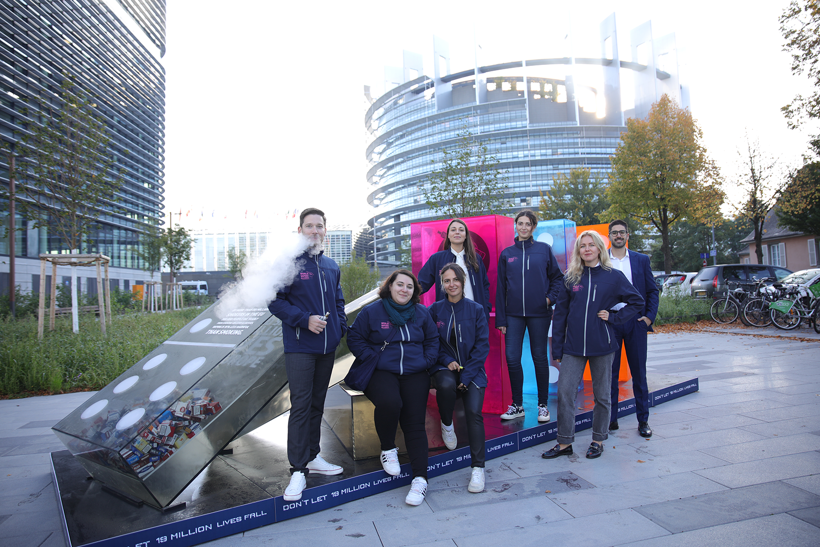 Members of the World Vapers' Alliance at the "Don't Let 19 Million Lives Fall" installation