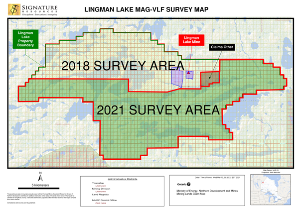 Exhibit 3 – 2018 and 2021 MAG-VLF Survey Area, Lingman Lake property