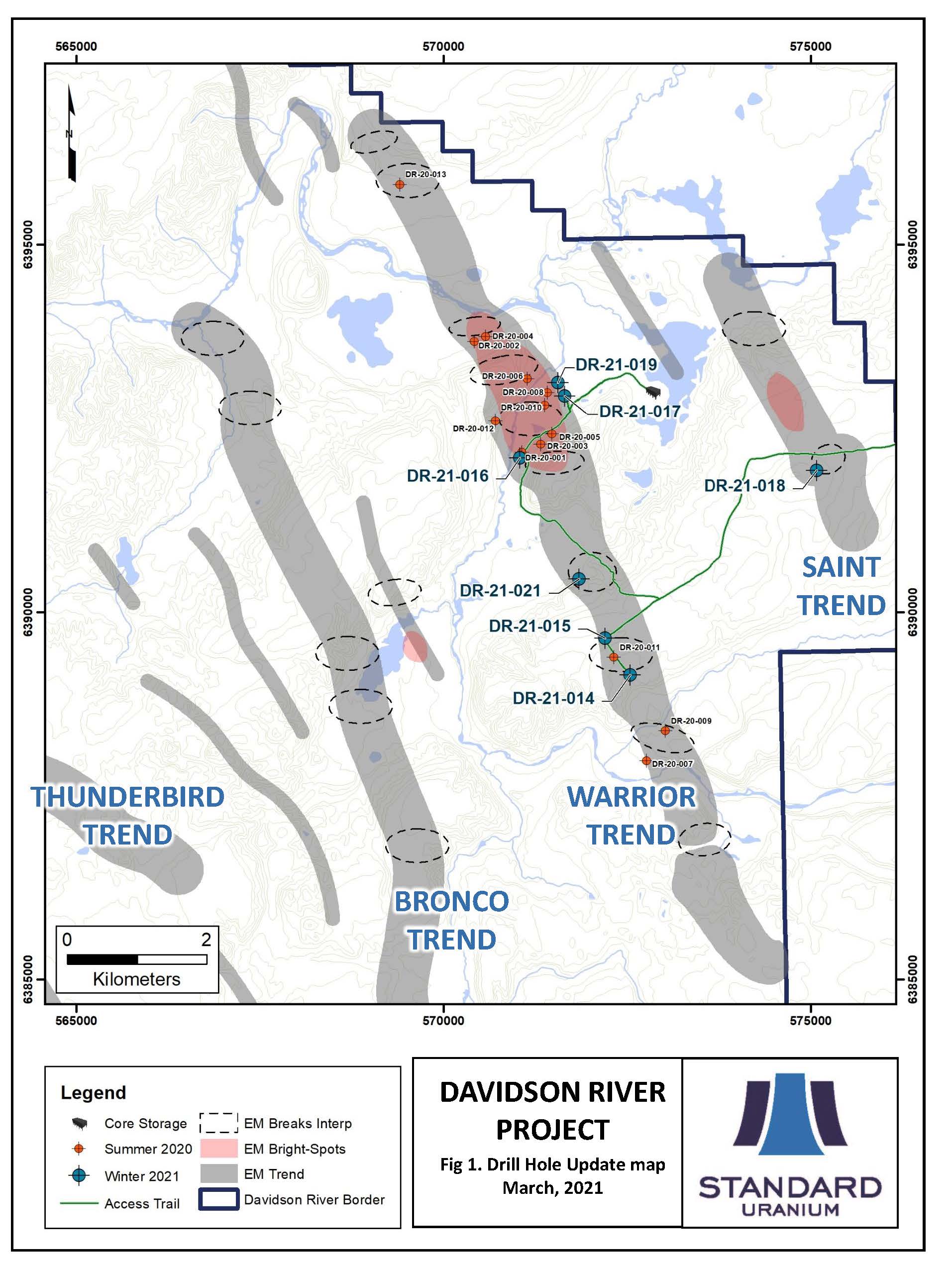 Davidson River Drill Hole Update Map March 2021