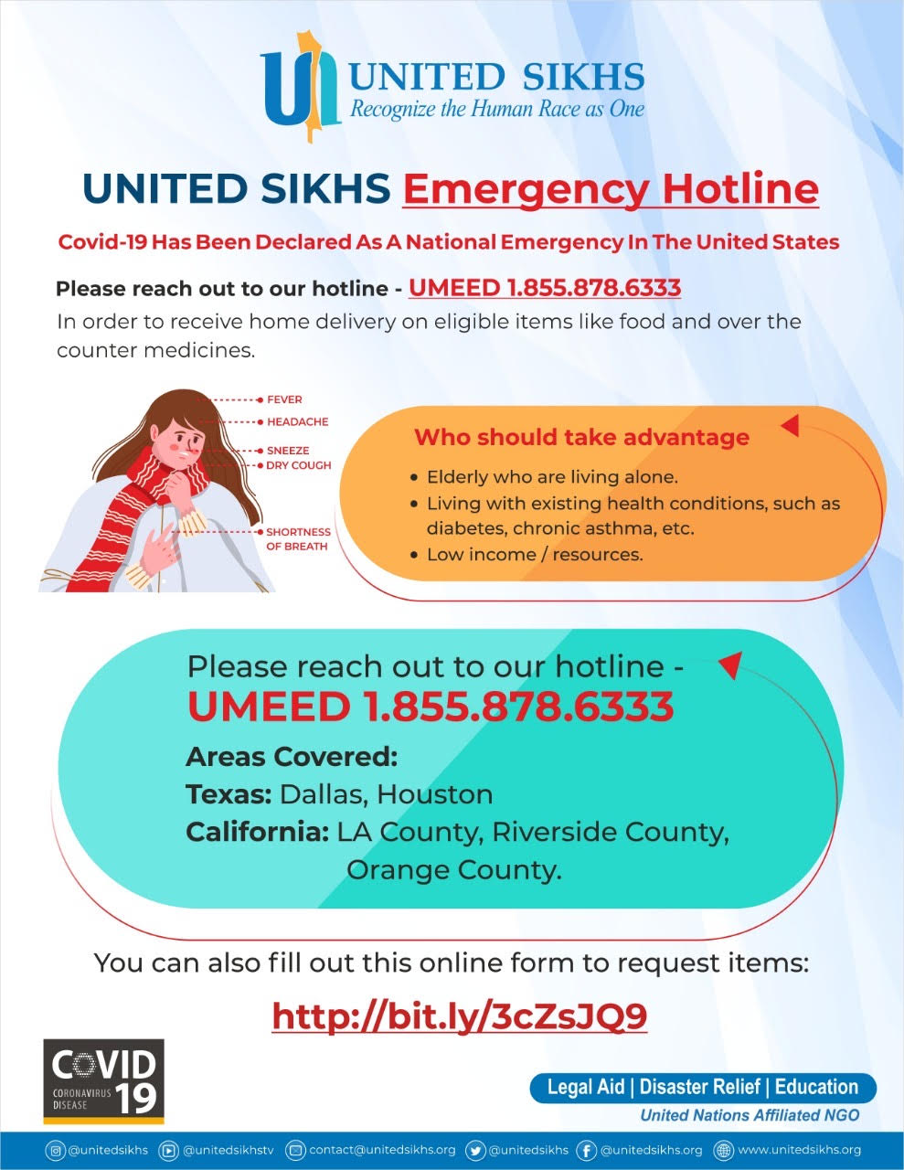 UNITED SIKHS EMERGENCY HOTLINE INFORMATION