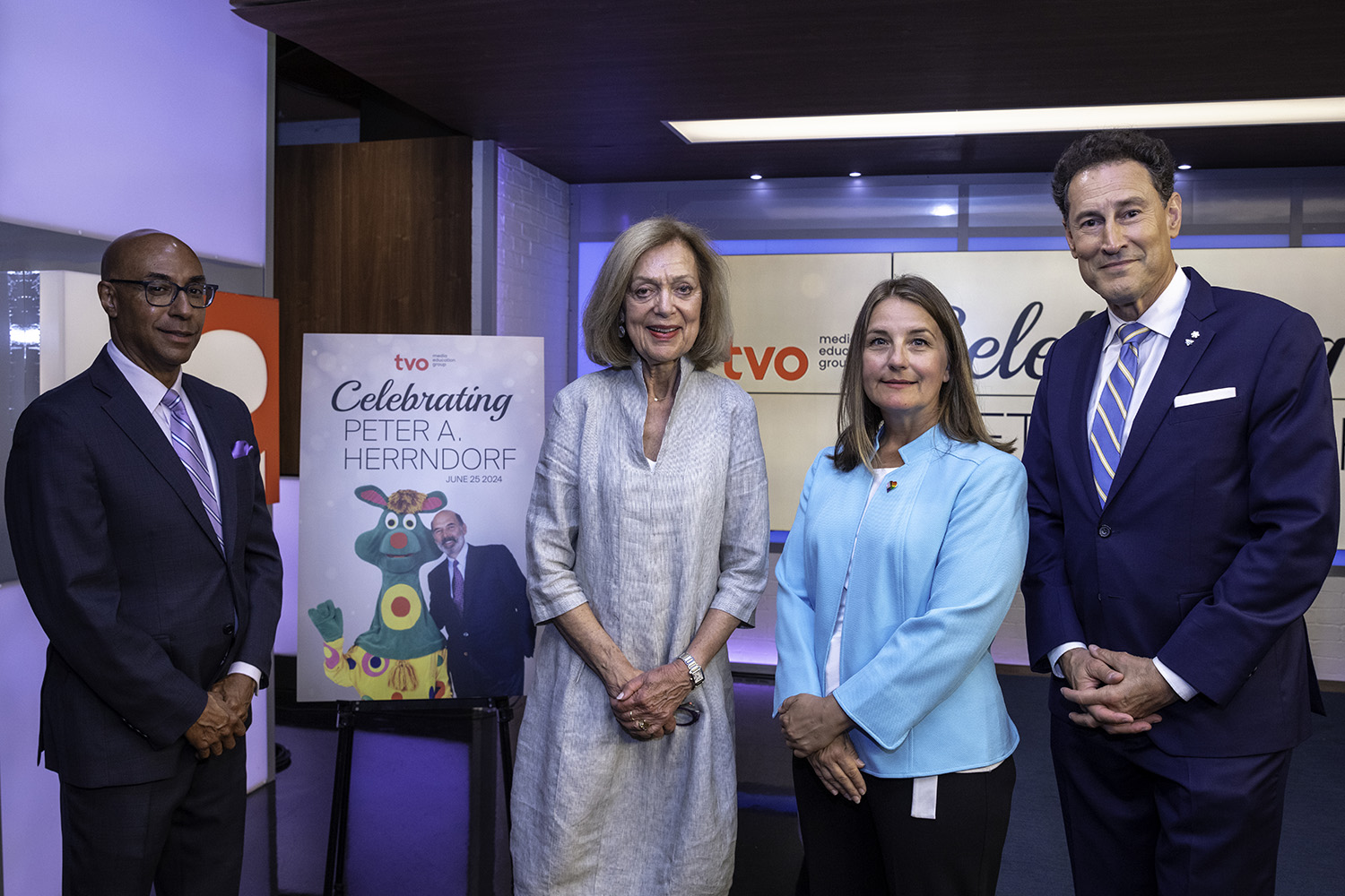 L to R - TVO CEO, Jeffrey L. Orridge, Eva Czigler, TVO COO Jennifer Hinshelwood, Steve Paikin