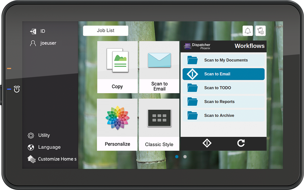 Konica Minolta’s Personalize app with Follow-You Persona Service is an advanced, industry-leading solution that allows users to customize the MFP panel on i-Series devices according to their individual preferences, and have their personalized user interface (UI) follow them to any supported device on a global scale. 