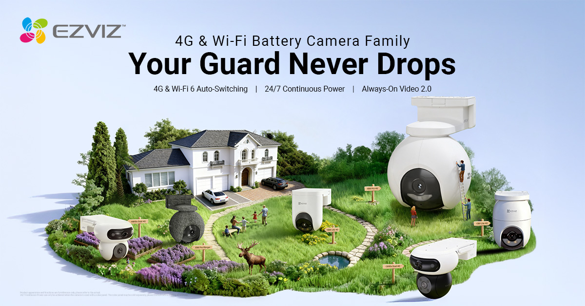 EZVIZ launches the groundbreaking 4G & Wi-Fi Battery Camera Family, embedded with advanced wild animal detection, 4G & Wi-Fi auto-switching, and new AOV technology, smashing the pain points of battery camera usage.
