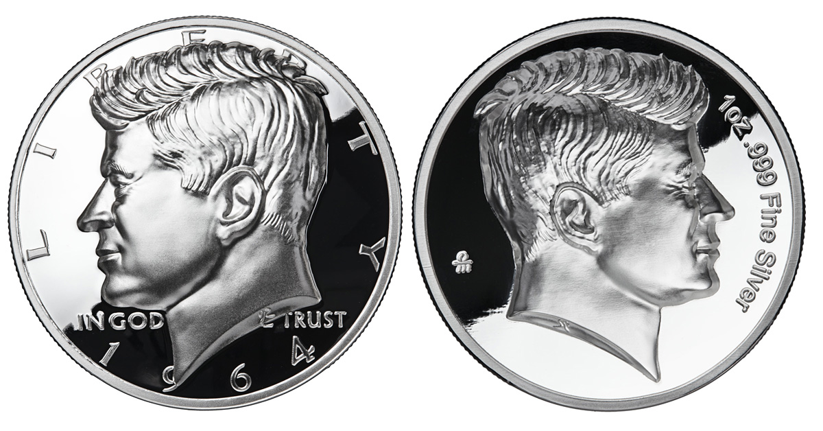 Debut Release of Osborne Mint's American Legacy Collection – 1964 Kennedy Half Dollar Collectible Round.  The 1964 Kennedy Half Dollar is the fourth and final in the American Legacy Collection series.  This 1 oz., .999 Pure Fine Silver, presented in a custom-formed curved capsule, is individually edge numbered and accompanied by an official certificate of authenticity directly from Osborne Mint.  Available through contracted direct distributors and certified precious metal sellers. For more information on Osborne Mint visit our newly redesigned website at www.OsborneMint.com. #OsborneMint
