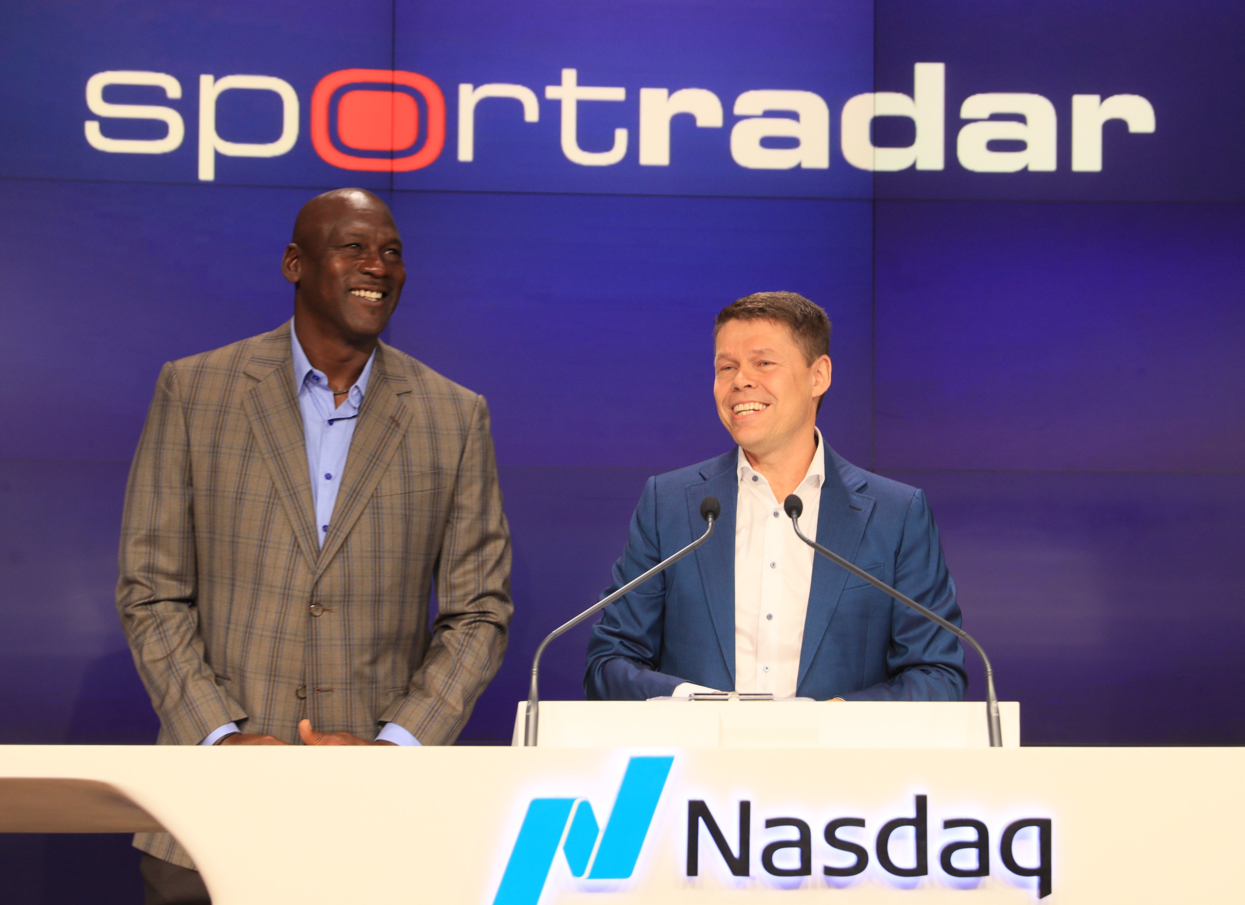 Michael Jordan and Carsten Koerl at Nasdaq
