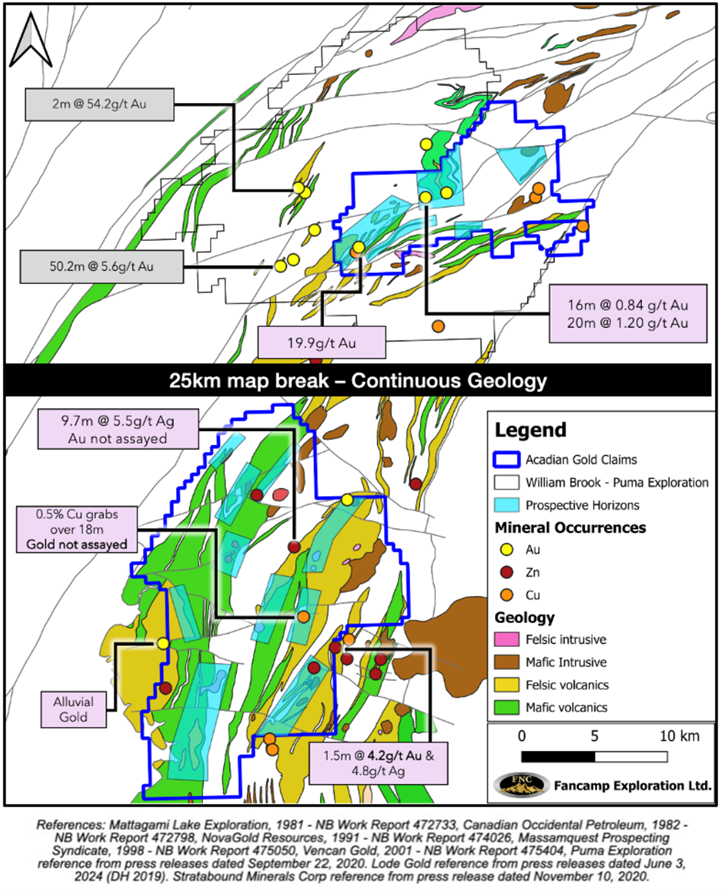 Compilation map of Riley Brook and McIntyre Brook properties and associated results.