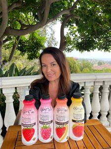 Lifeway Foods CEO Julie Smolyansky with GlenOaks Farms drinkable yogurt