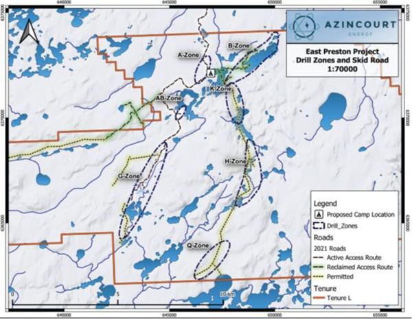 Figure 3: 2022 Drill Target areas at the East Preston Uranium Project