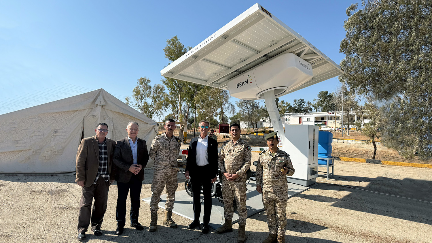 Beam Global CEO Desmond Wheatley was on the ground in Jordan for the deployment and met with the U.S. Ambassador to Jordan and senior officials from the Royal JAF to discuss future opportunities for BeamWell™ deployments to support humanitarian needs, rebuilding efforts and broader deployments in the Middle East.