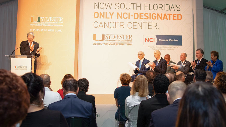 University of Miami President Julio Frenk addresses the audience during the Sylvester Comprehensive Cancer Center NCI announcement held Monday, July 29. Photo: Mike Montero/University of Miami
