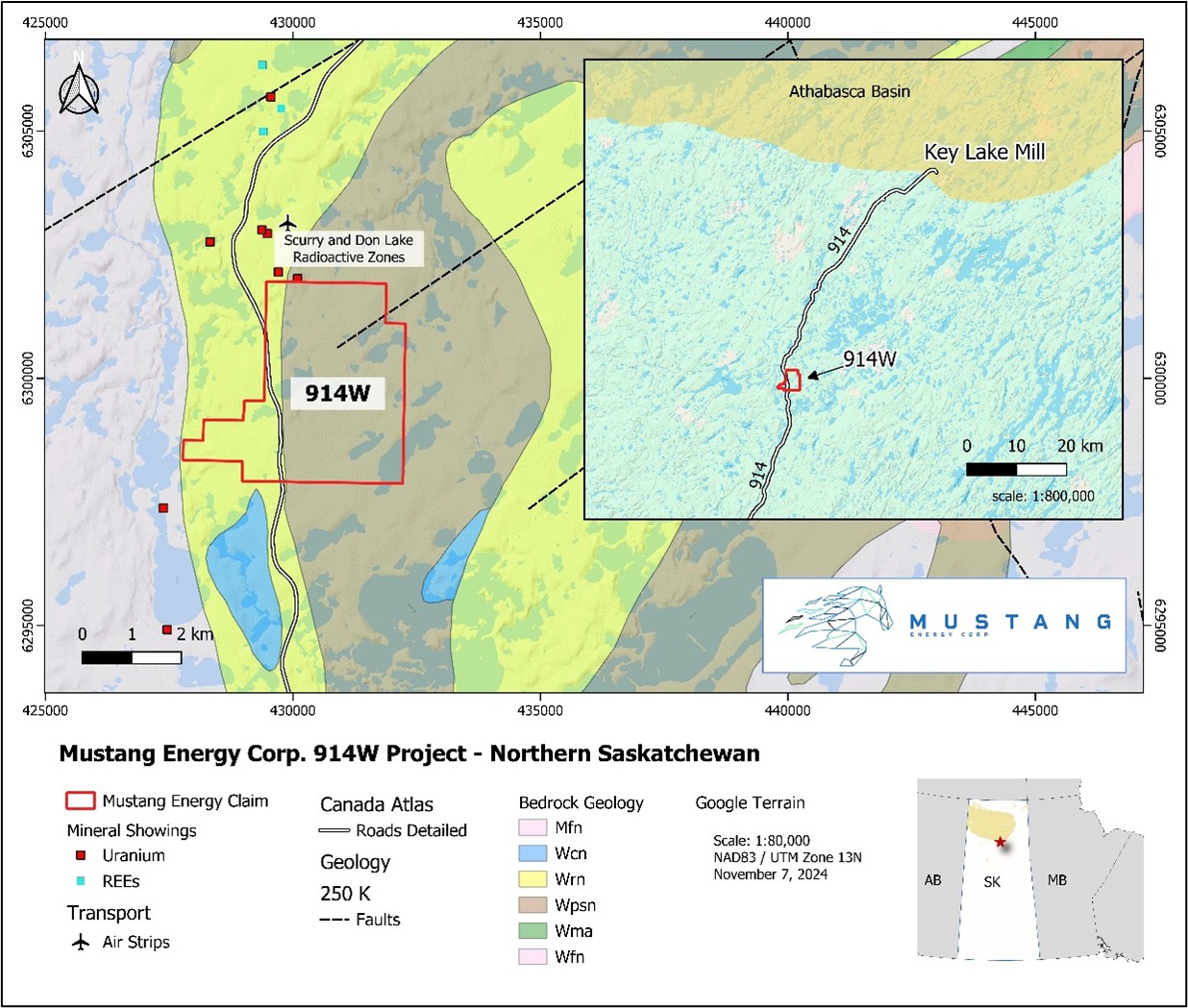 Location Map for the 914W Uranium Project, Northern Saskatchewan.3