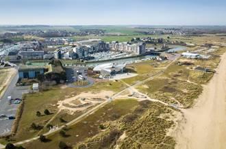 Aerial view of the Juno Beach Centre from 2014