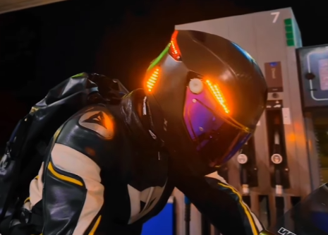 X1 Smart LED Helmet on Rider (Emanuelle Zeoli, in Milan, Italy ‘)’ VATA7, Inc