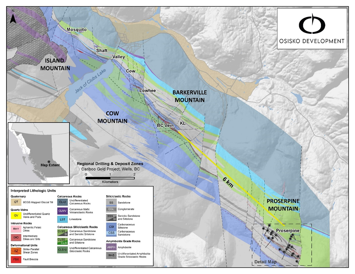 Figure 1 : carte géologique de Cariboo