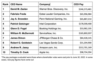 Companies with the 10 most overpaid CEOs (as named in our previous reports) once again saw shareholder returns much worse than the S&P 500 index.