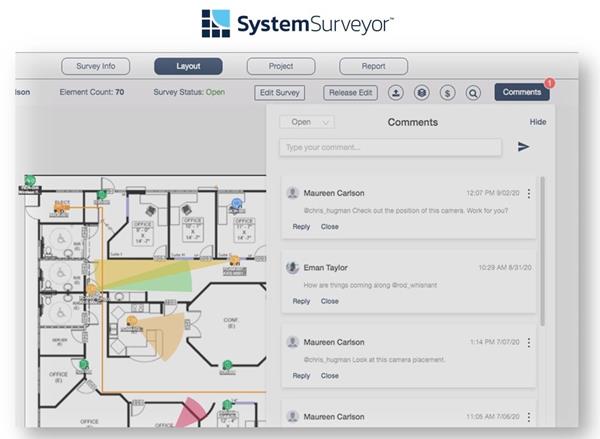 The new “Survey Comments” feature enables system integrators and other security professionals to easily communicate with both internal and external users such as customers from within the System Surveyor application.