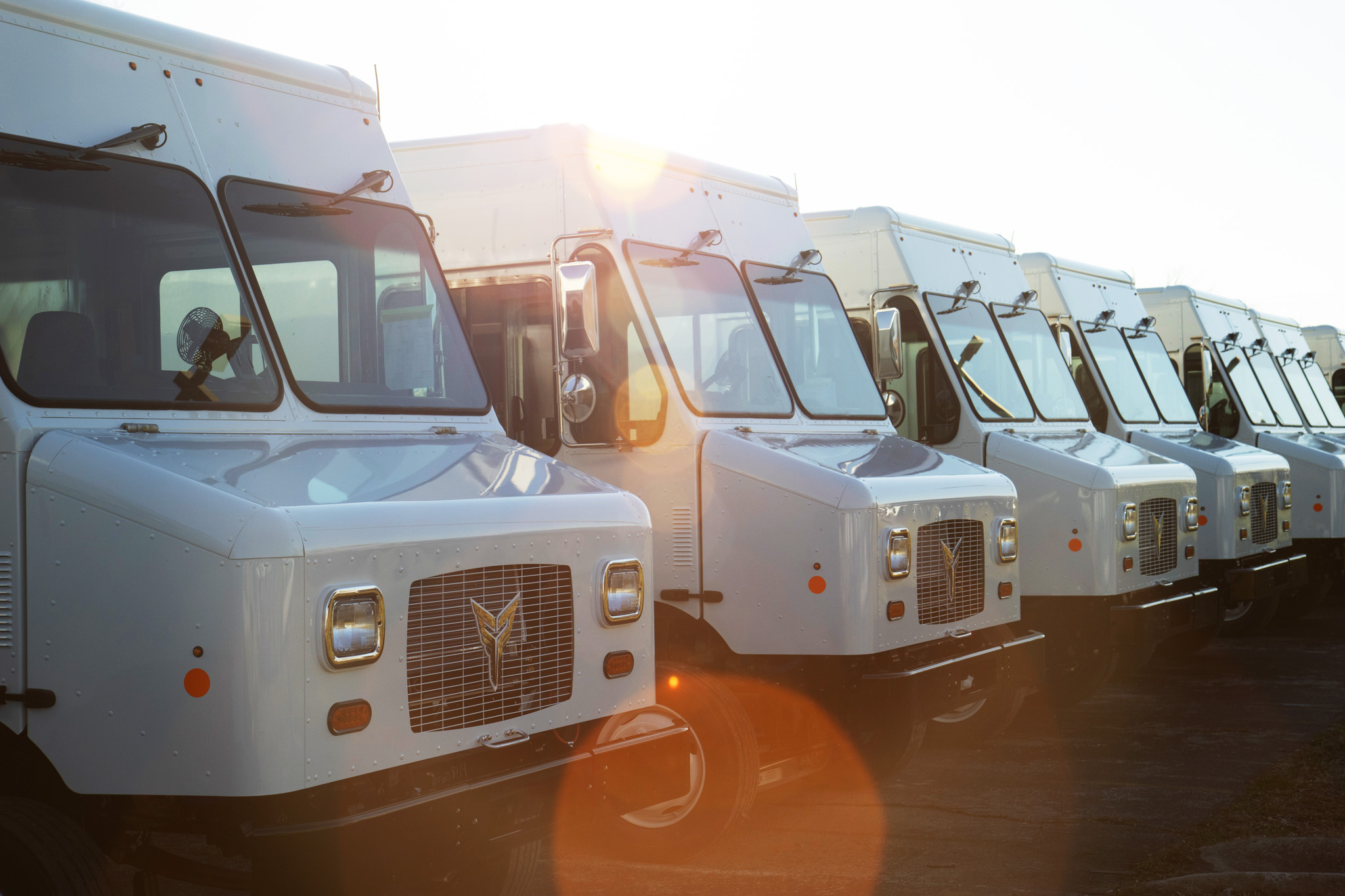 Line up of Xos Trucks