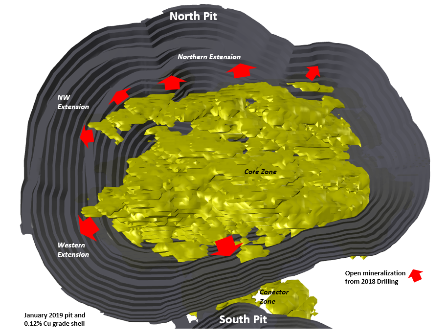 North Deposit - Plan View of Mineralization and Open Zones 