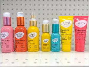 APTO Skincare product lineup on CVS shelf. 