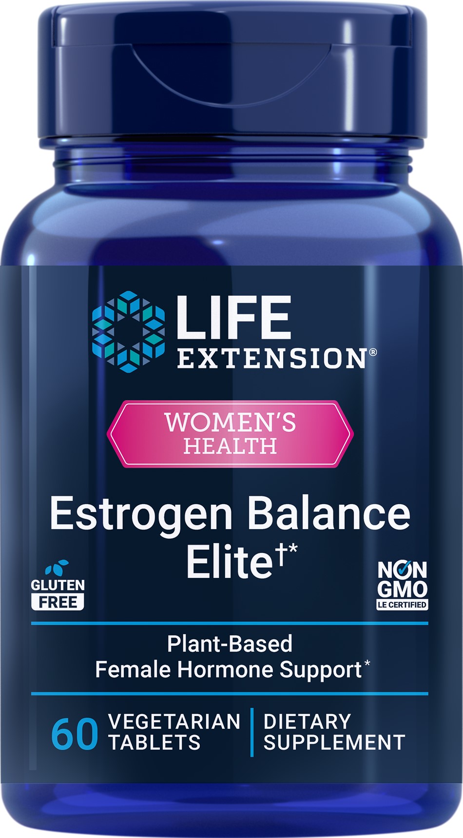 Life Extension’s New Estrogen Balance Elite supplement Non-GMO and Gluten-Free Plant Based Female Hormone Support