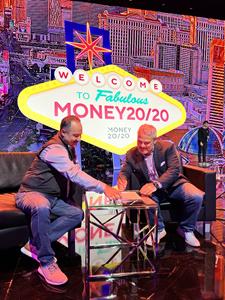 AJ Hanna, CEO, Prepay Nation and Nabil Kabbani, CEO, Neofie sign a partnership agreement at Money 20/20 at Las Vegas