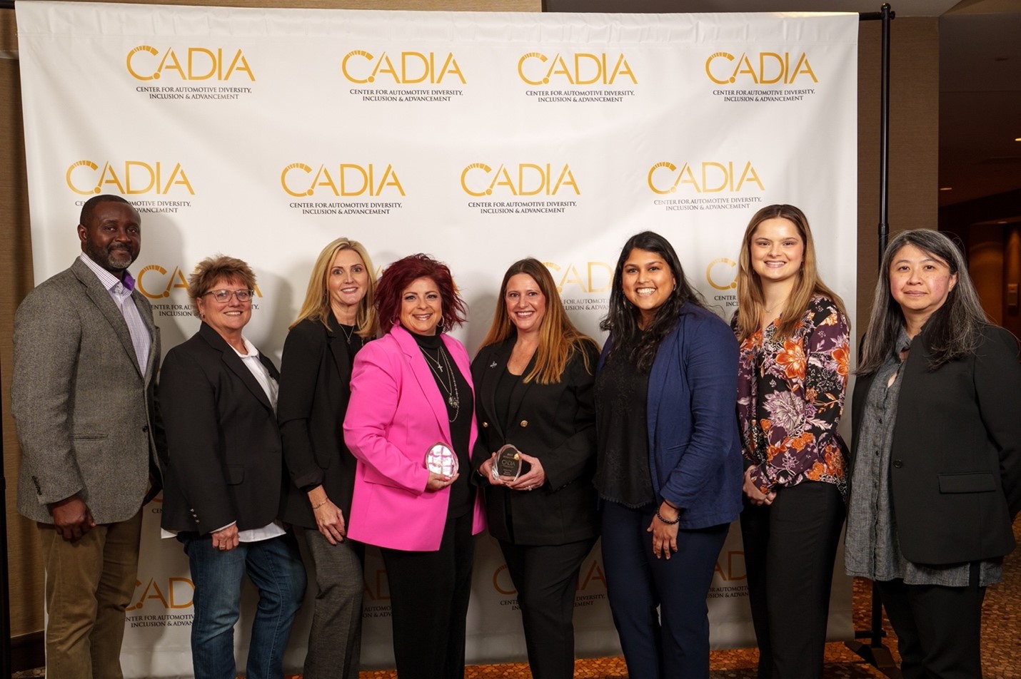 Martinrea team accepts the 2023 CADIA Impact Award receiving overall recognition in the category of Systemic Change. Photo Credit: CADIA/Nadir Ali.