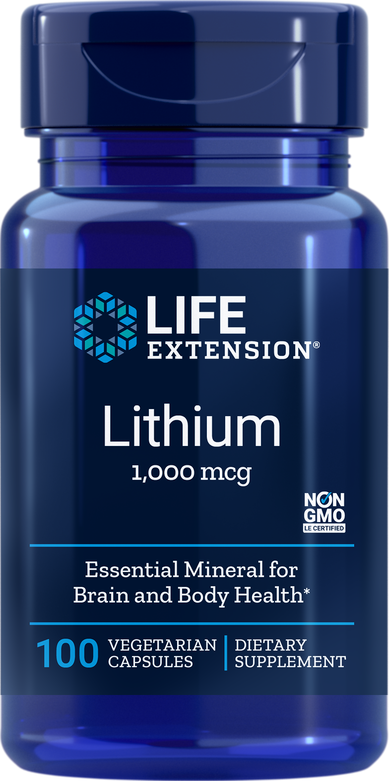 Life Extension's Lithium (1,000 mcg) 100 vegetarian capsules, available at LifeExtension.com, helps promote brain and body health.